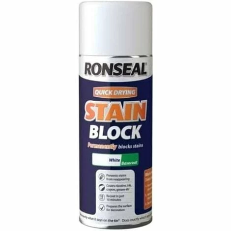 Ronseal Quick Drying Stain Block - White 400ml Aerosol Ronseal Quick Drying Stain Block - White 400ml Aerosol -RONSEAL SHOP 23695559 1