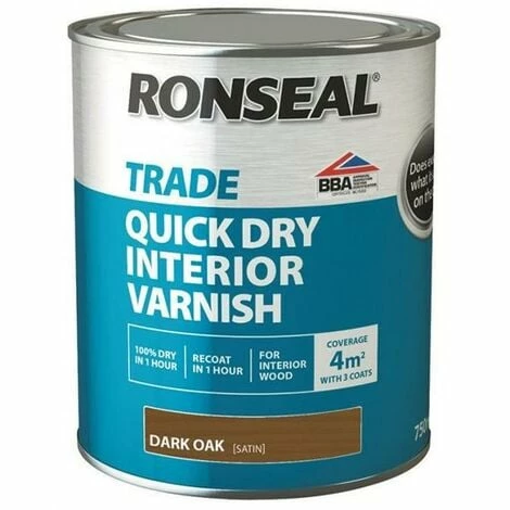 Ronseal Trade Quick Dry Interior Varnish - Dark Oak - 750ml 3 Ronseal Trade Quick Dry Interior Varnish - Dark Oak - 750ml