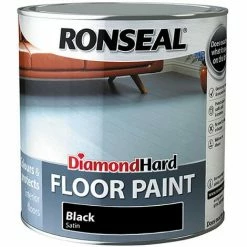 Ronseal RSLDHFPBL25L Diamond Hard Floor Paint Satin Black 2.5 Litre