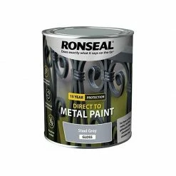 RONSEAL Direct To Metal Paint Steel Grey Gloss 250ml