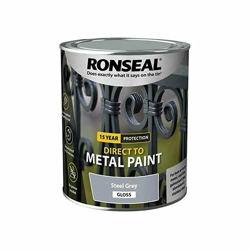 RONSEAL Direct To Metal Paint Steel Grey Gloss 250ml 3 RONSEAL Direct To Metal Paint Steel Grey Gloss 250ml