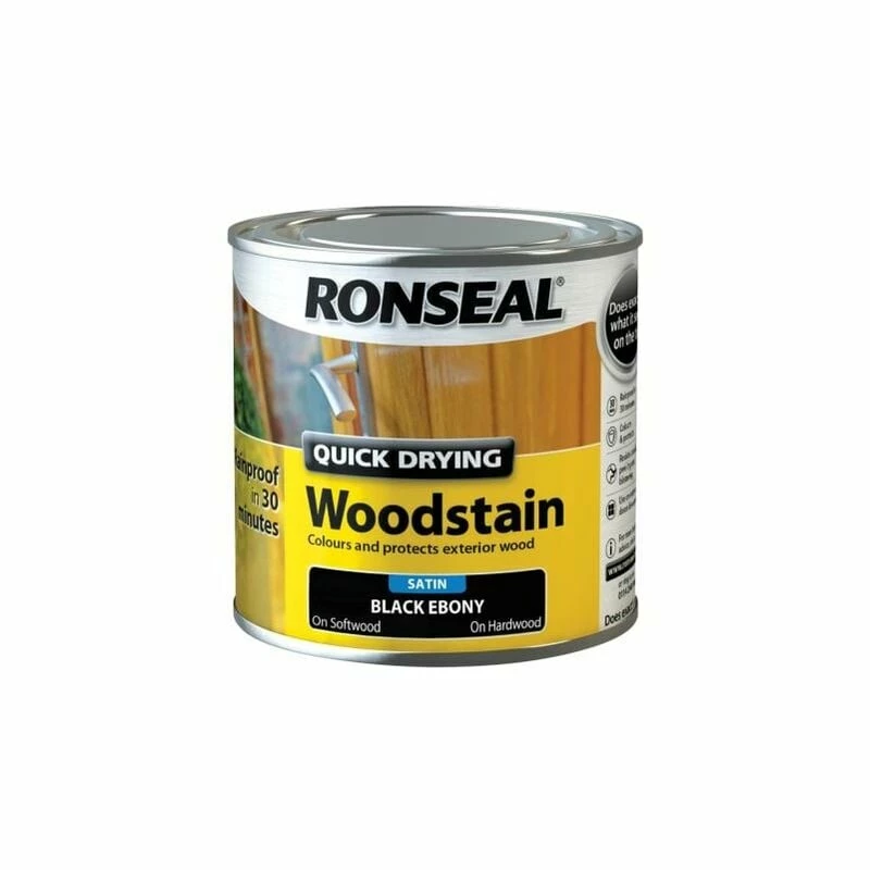 RONSEAL Quick Drying Woodstain Satin Ebony 250ml RSLQDWSE250 4 RONSEAL Quick Drying Woodstain Satin Ebony 250ml RSLQDWSE250 - Image 2
