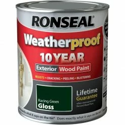 Ronseal 10 Year Weatherproof Paint Gloss Racing Green 750ml