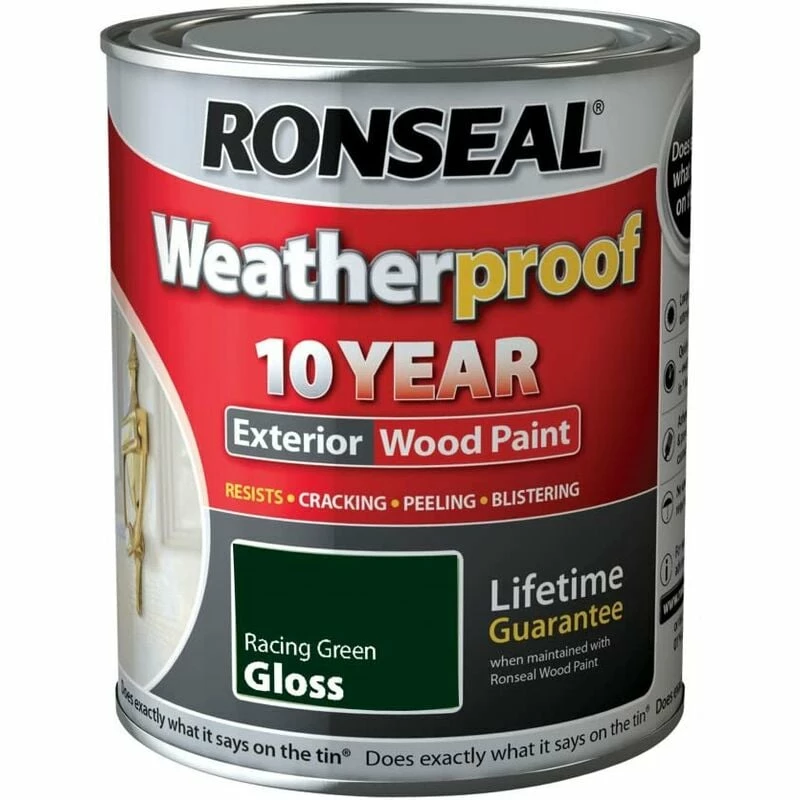 Ronseal 10 Year Weatherproof Paint Gloss Racing Green 750ml 3 Ronseal 10 Year Weatherproof Paint Gloss Racing Green 750ml