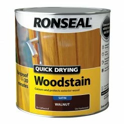 Ronseal 36953 Quick Drying Woodstain Satin Ebony 2.5 Litre