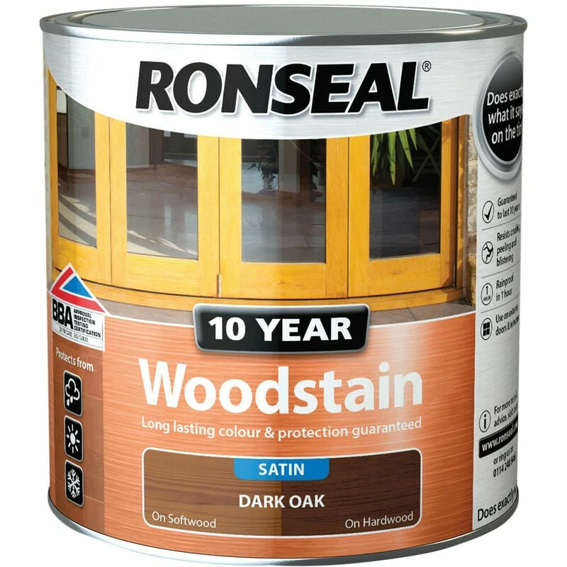 Ronseal 38691 10 Year Woodstain Dark Oak 2.5 Litre 3 Ronseal 38691 10 Year Woodstain Dark Oak 2.5 Litre