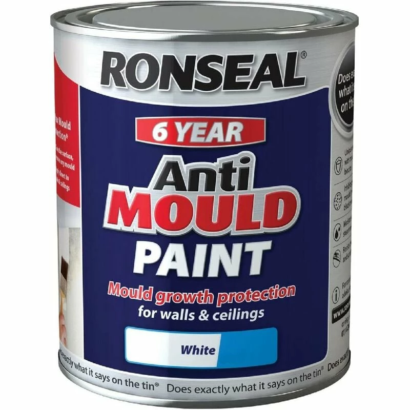 Ronseal 6 Year Anti Mould Paint - Silk White - 2.5L 3 Ronseal 6 Year Anti Mould Paint - Silk White - 2.5L
