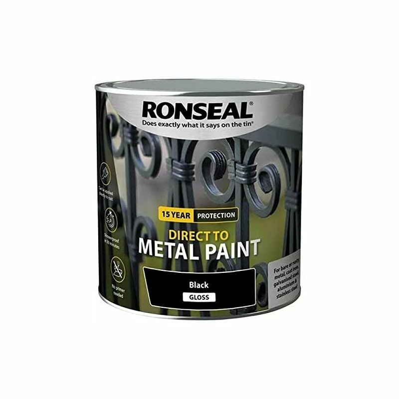 Ronseal Direct To Metal Paint Black Gloss 2.5 Litre 3 Ronseal Direct To Metal Paint Black Gloss 2.5 Litre