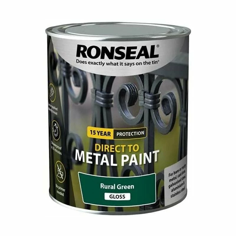 Ronseal Direct To Metal Paint Rural Green Gloss 750ml 3 Ronseal Direct To Metal Paint Rural Green Gloss 750ml