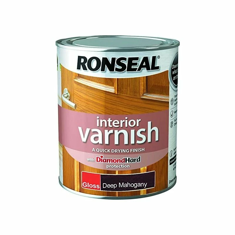Ronseal Interior Varnish Deep Mahogany Gloss 750ml 3 Ronseal Interior Varnish Deep Mahogany Gloss 750ml