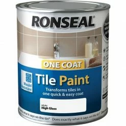 Ronseal One Coat Tile Paint - 750ml - Satin - Ivory