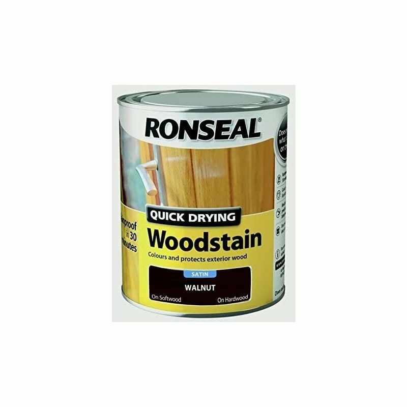 Ronseal Quick Dry Woodstain Satin Smoked Walnut 750ml 3 Ronseal Quick Dry Woodstain Satin Smoked Walnut 750ml