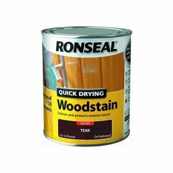 Ronseal Quick Drying Woodstain Teak Gloss 750ml