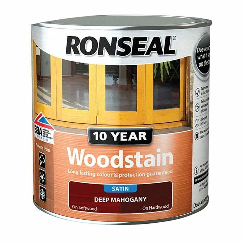 Ronseal RSL10WSDM25L 10 Year Woodstain Deep Mahogany 2.5 Litre 3 Ronseal RSL10WSDM25L 10 Year Woodstain Deep Mahogany 2.5 Litre