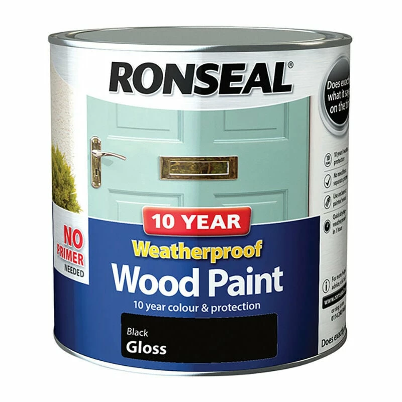 Ronseal RSL38781 10 Year Weatherproof Wood Paint Black Gloss 2.5 Litre 3 Ronseal RSL38781 10 Year Weatherproof Wood Paint Black Gloss 2.5 Litre