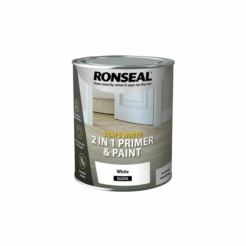 Ronseal Stays White 2-in-1 Primer & Paint Gloss 2.5L 3 Ronseal Stays White 2-in-1 Primer & Paint Gloss 2.5L